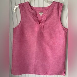 Talbots (Medium) Pink, Sleeveless, V-neck Top with slits on bottom sides
